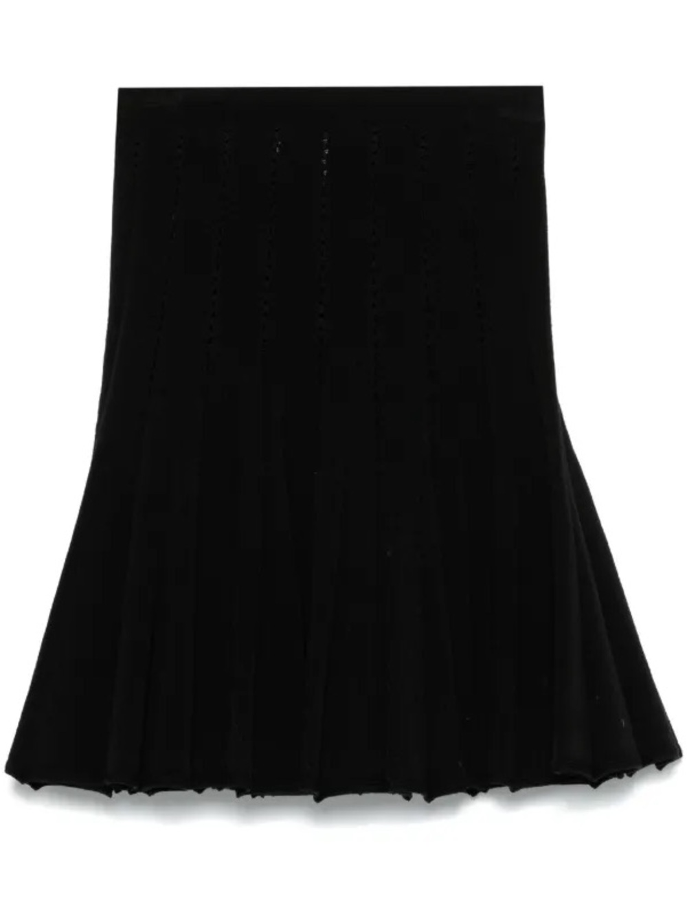 ALAÏA Vintage Mini Flare Skater Skirt Ribbed Knit Pleat Heart Perforated Bodycon